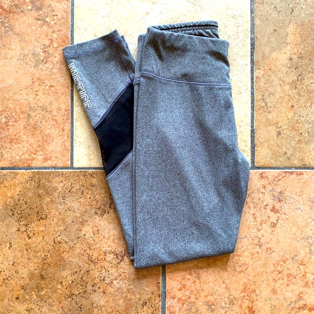 JUSTICE Girls Grey & Black Leggings W/ Mesh Designs (L 10)